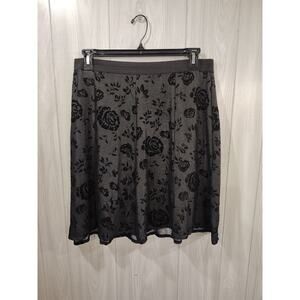 Woman's Skirt Black Burnout Velvet Stretch Size XL Whimsigoth Romantic Feminine